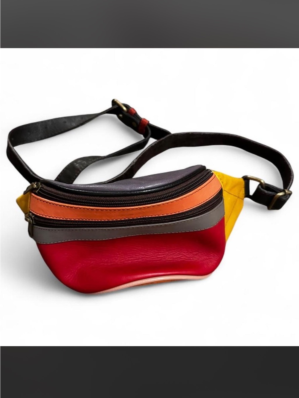Soruka Colorblock Leather Waist Bag - Red, Orange, Yellow